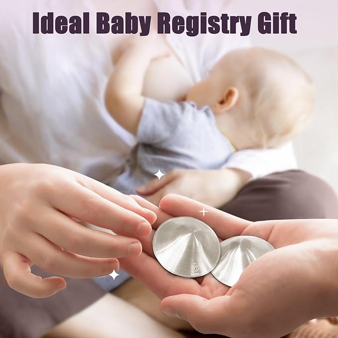 Boboduck Silver Nursing Cups - Silver Nipple Covers Breastfeeding for Protect and Soothe Sore Nipples, Silver Nipple Shields for Nursing Newborn, Nursing Pads Breastfeeding Newborn Essentials