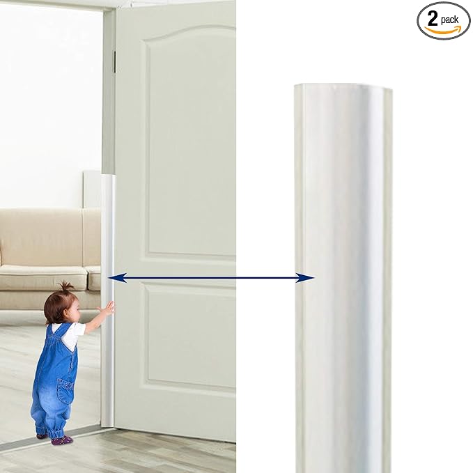 Happlife Finger Pinch Door Guard - Door Protector for Kids - Baby Finger Pinch Guard Door Stopper - Shield for 90 & Probably 180 Degree Doors (Set) - Guard for Door Finger Child Safety.
