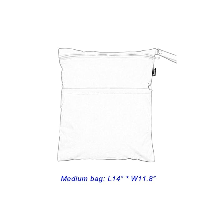 Damero Travel Wet and Dry Bag with Handle for Cloth Diaper, Pumping Parts, Clothes, Swimsuit and More, Easy to Grab and Go (Medium, Black Strips)