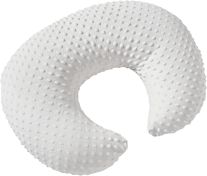 Nursing Pillow and Positioner with Cover for Breastfeeding and Bottle Feeding, Propping Baby, Tummy Time, Baby Sitting Support, Awake-Time Support (White, 22" x 17.7" x 5.9")
