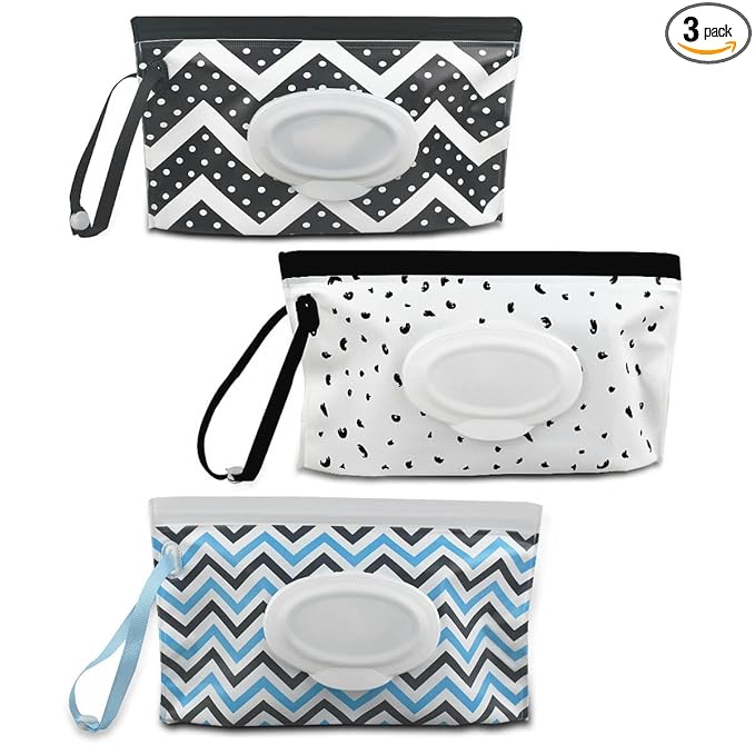 3 Pack Baby Wipes Dispenser Portable Wet Wipe Dispenser Bag Reusable Travel Baby Wipes Container Refillable Wet Wipe Carrying Case Holder for Diaper Bag Lightweight Travel Wipes Dispenser Cases