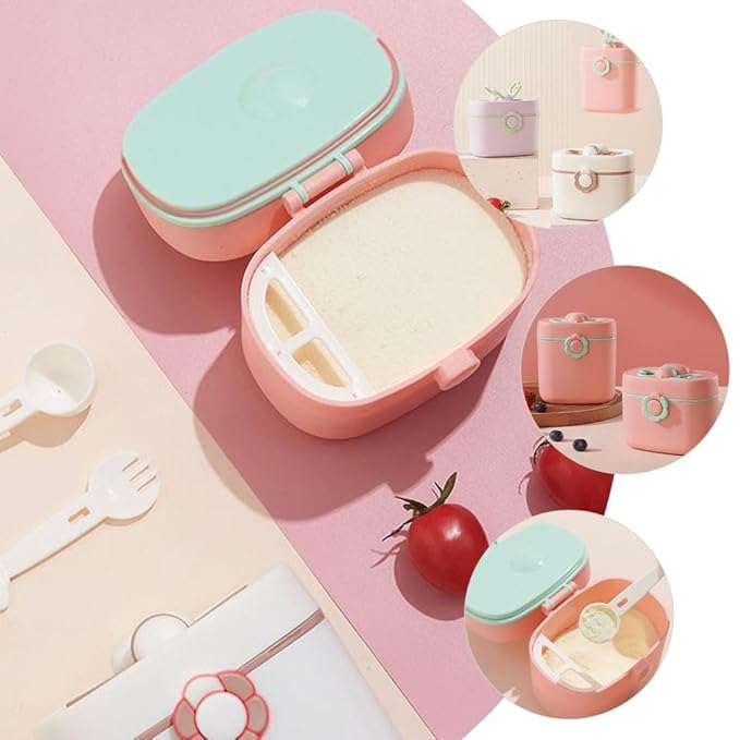 Hemoton Portable Milk Powder Box with Separate Scoop Infant Formula Dispenser Leak-Proof Compact Travel Storage Organizer for Baby Feeding 4.5X4X3.7 Inches