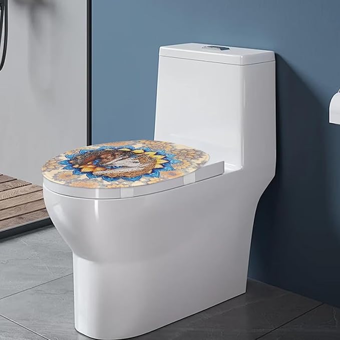 Horse Print Toilet Cover Elastic Edges Seat Covers Boho Flower Toilet Cover Soft and Breathable Toilet Lid Covers for Bathroom Fits Most Toilet Lids Covers，Bathroom Accessories Decor