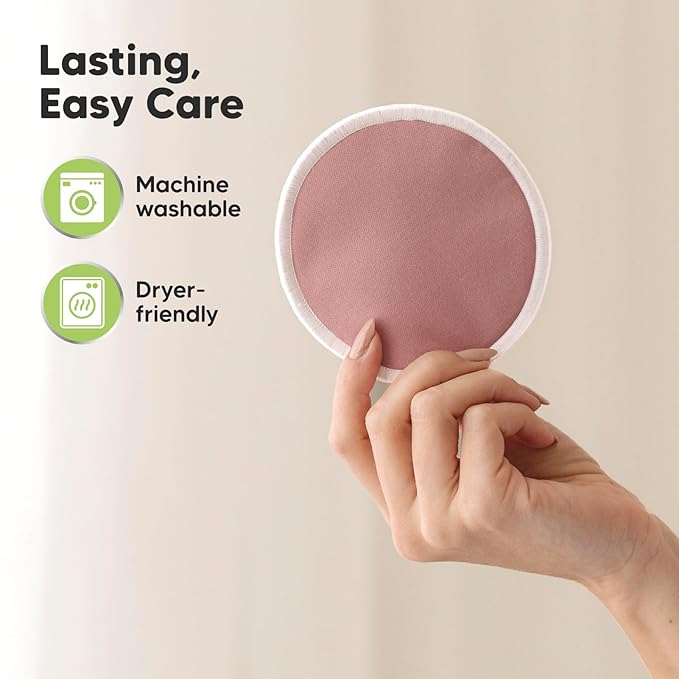 14-Pack Reusable Nursing Pads for Breastfeeding - Soft & Absorbent 4-Layers Washable Breast Pads for Leaking Milk, Viscose from Bamboo Breastfeeding Essentials, Nipple Covers (Lovelle, M 3.9")