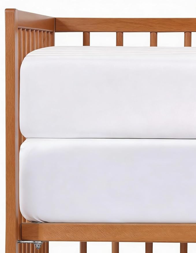Baby Crib Sheets for Boys & Girls - Pack of 2 Fitted Microfiber Crib Sheets for Standard Crib & Toddler Mattress - Soft, Breathable & Wrinkle Free - Machine Washable, Oeko Tex - 52x28x8in - White Duo