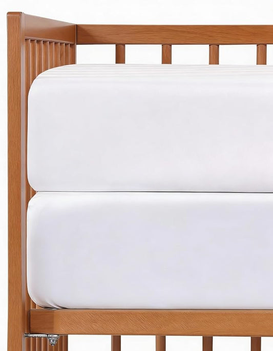 Baby Crib Sheets for Boys & Girls - Pack of 2 Fitted Microfiber Crib Sheets for Standard Crib & Toddler Mattress - Soft, Breathable & Wrinkle Free - Machine Washable, Oeko Tex - 52x28x8in - White Duo