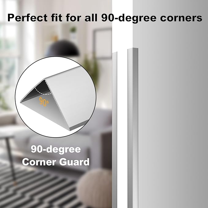 Aluminium Alloy Corner Guards 12Pcs Wall Corner Protector 1.6" x 1.6" x 48" Wall Corner Protection Decoration Pack of 12 Corner Guards 20 Ga/1 mm Thickness