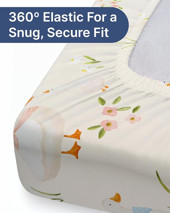 Baby Crib Sheets for Boys & Girls - Pack of 2 Fitted Microfiber Crib Sheets for Standard Crib & Toddler Mattress - Soft, Breathable and Wrinkle Free - Machine Washable - Oeko Tex - 52x28x8in - Goose