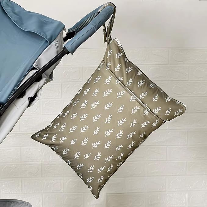 Wet Dry Bags with Two Zippered Pockets and Handle, Reusable Storage Bag for Breast Pump Parts & Baby Items, Waterproof Diaper Bags, Yoga Gym Bag for Swimsuits or Wet Clothes-2pcs, 11.8*15.75"
