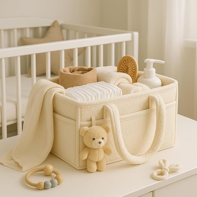 Smoochie Baby Diaper Caddy Organizer, Diaper Storage Basket for Nursery and Organization, Stylish Storage Basket for Newborn, Diapers Station, Gift for Baby Shower and Registry Must-Have