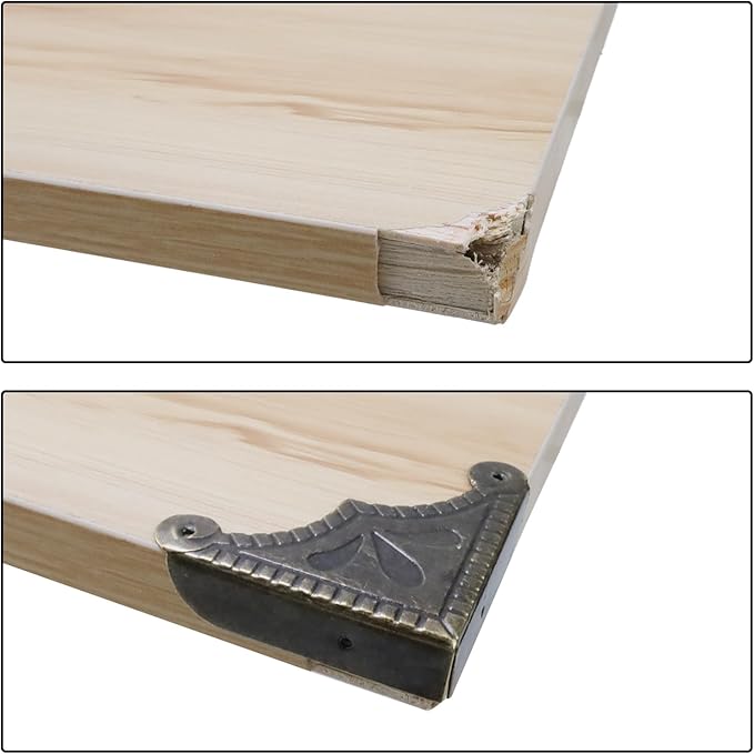 Antrader 12Pcs Metal Box Corner Protector Edge Safety Bumpers Screw Fixed Furniture Corner Guard Bronze Tone 2.2" x 2.2"