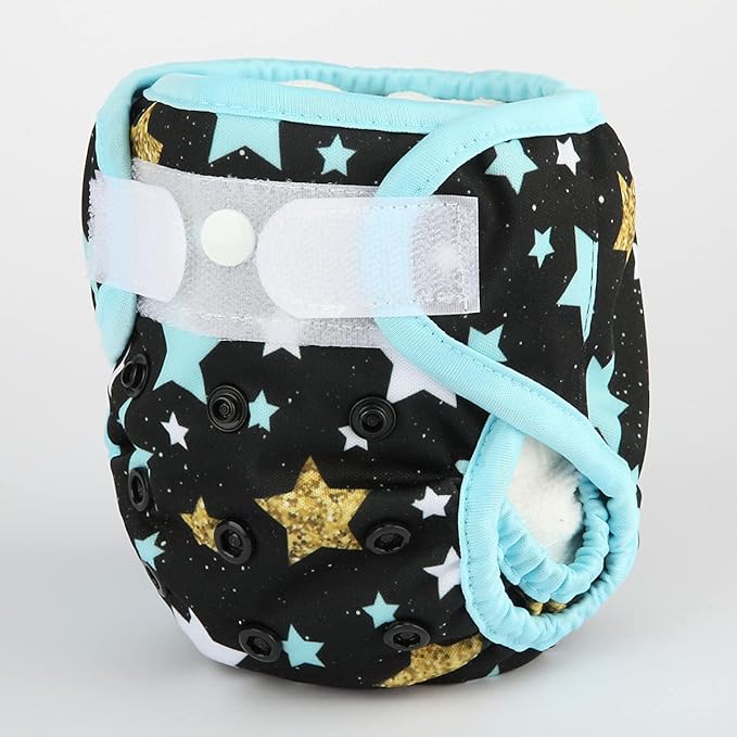 Newborn Baby Cloth Diaper Cover Nappy Hook and Loop (Twinkle Stars)