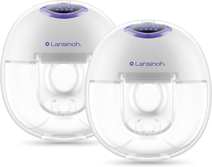 Lansinoh Discreet Duo Wearable Breast Pump, Hands Free Breast Pump, 4 Pumping Modes, 9 Levels Hospital Strength Suction, LED Display, Leak-Resistant Design, 2 Breast Flange Sizes Included: 24mm & 21mm
