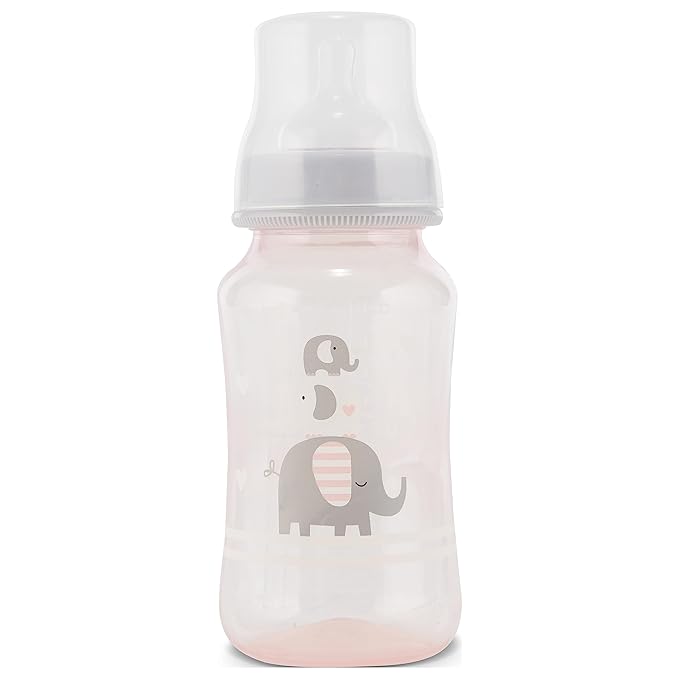 Premium 2-Pack Baby Bottles - 11 Ounce, Hourglass Shape, Fun Boys and Girls Prints, Clear Cover - BPA-Free
