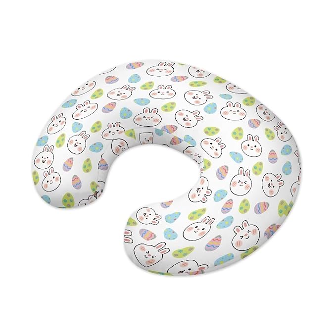 Cute Rabbit and Easter Egg Breastfeeding Pillow Slipcover for Baby Soft and Stretchy Safely Breastfeeding Pillow Cover Easy to Use and Dustptoof