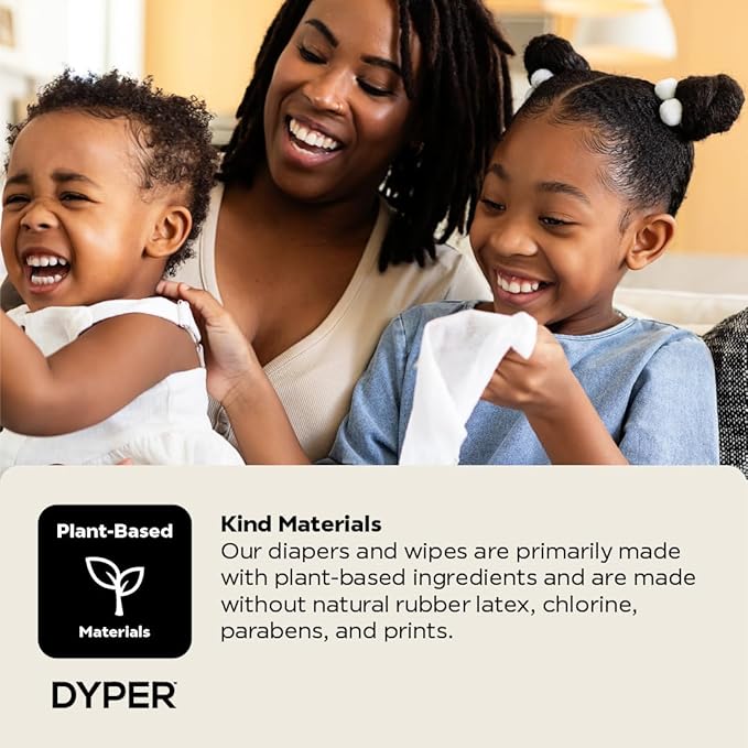DYPER Baby Wipes | 99% Water Wipes | 100% Plant-Based | Hypoallergenic for Sensitive Skin | Honest Ingredients | Fragrance Free | Plastic-Free | Unscented | Single Pack, 60 Wipes