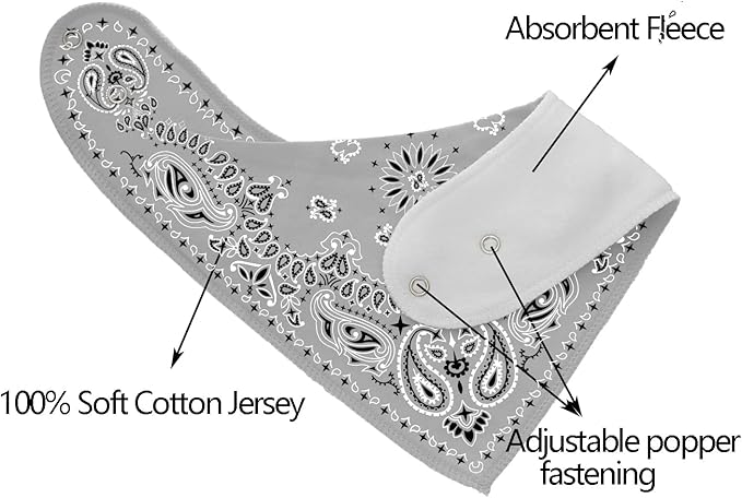 Maiwa 10 Pack Baby Triangle Bandana Bibs for Boys Girls for Drool Teething Eating with Snaps