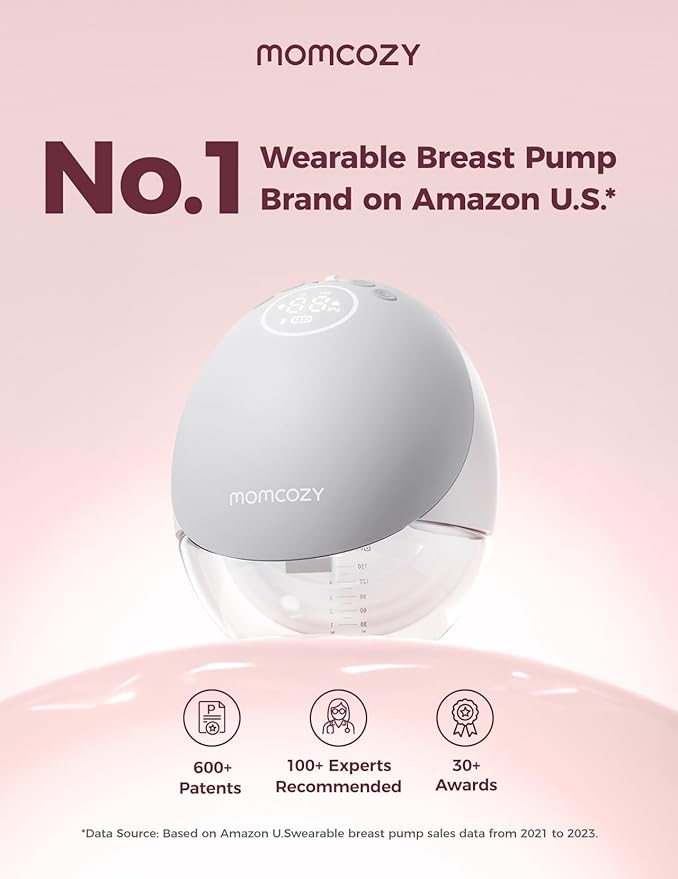 Momcozy Breast Pump Hands Free Upgraded Mobile Flow | M9, App Discreet Control with Personalized Multi-Modes & 15 Levels, Wearable Breast Pump 24mm, 2 Pack Gray