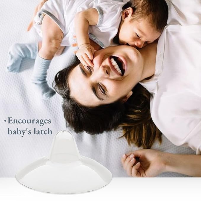Ameda Contact Nipple Shield, 24mm Opening, Ultra-Thin Flexible Silicone, Encourages Baby's Attachment to Breast, Great for Problems with Latching, Cushions Sore or Sensitive Nipples