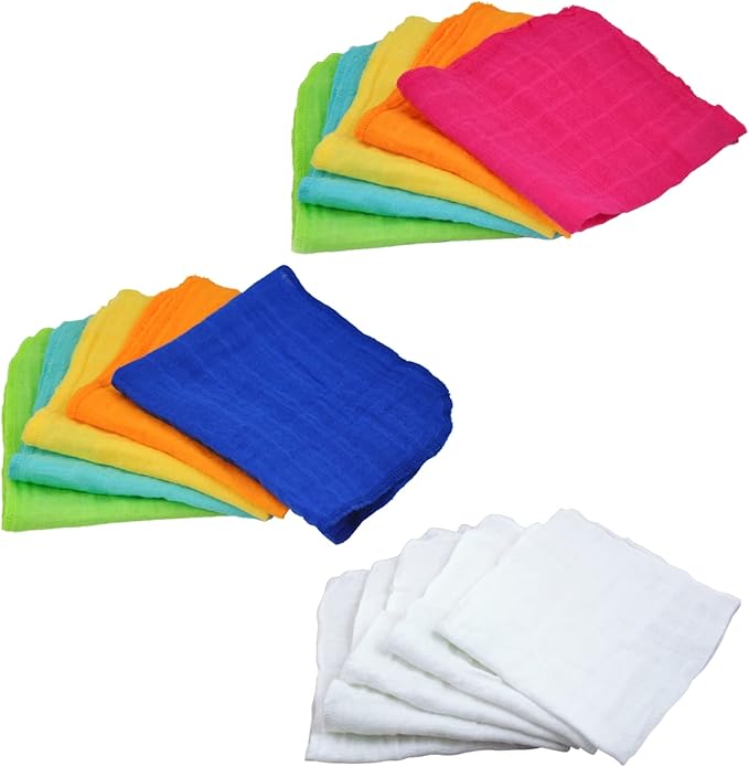 green sprouts Reusable Muslin Cloths made from Organic Cotton (5 pack) |Reusable Baby Wipes | Without Formaldehyde or Azo Dyes | Multi-purpose, Pre-Washed, Machine Washable One Size, White Set, 5 pack