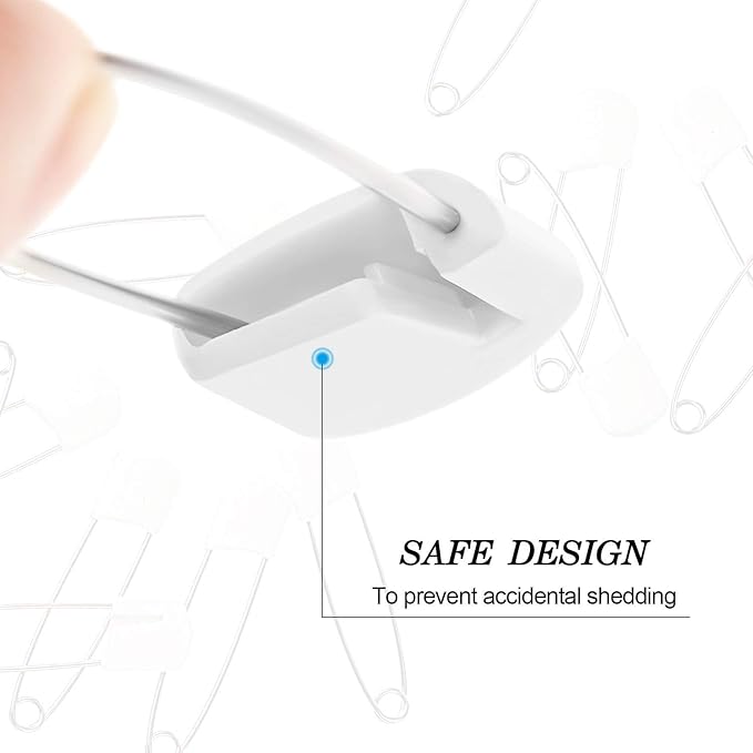 50 Pieces Diaper Pins Safety 2.2 Inch Plastic Head Cloth Diaper Nappy Pins with Locking Closures Stainless Steel with Velvet Bag(White)