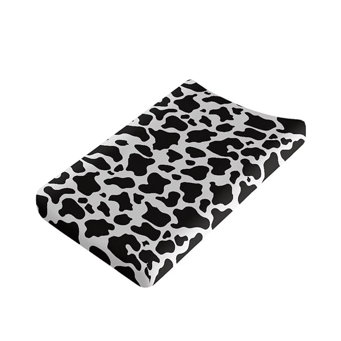 Cow Print Diaper Changing Pad Cover Waterproof Changing Pad Cover for Newborn Babies Girls Boys 16 X 32 Cradle Mattress Sheets