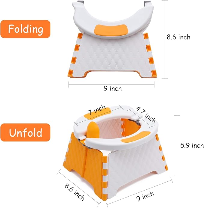 Toddler Portable Potty Training Seat for Kids Baby Foldable Toilet Child Travel Potty in Car Camping Potty Chair Seat for Indoor Outdoor, with 60 Disposable Bags