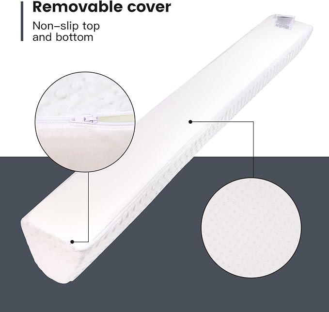 YENING Baby Bed Bumpers for Toddlers Foam Bed Guard Rail for Kids Bed Toddler Bed Bumper for Twin Full Queen King Size Bed White, 1-Pack