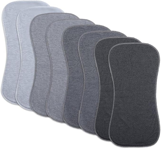 8 Pack Baby Burp Cloths, Unisex for Boys and Girls, Super Absorbent and Soft Towel,Solid Color (grey02)