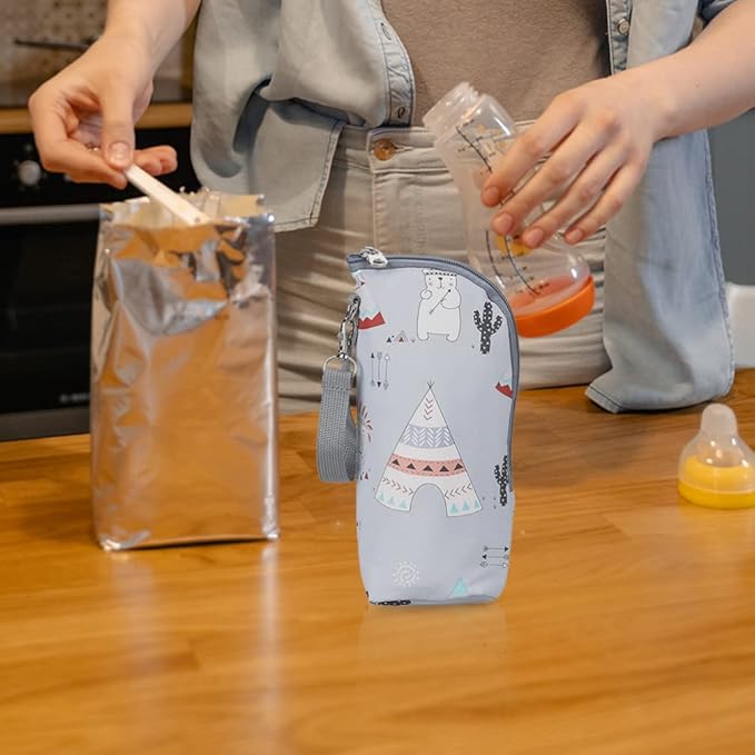 Kisangel Infant Bottle Warmer - Portable Milk Bottle Bag, Insulated, Keeps Warm, Carrying Sleeve Pouch for Newborn Toddler Baby Bottles