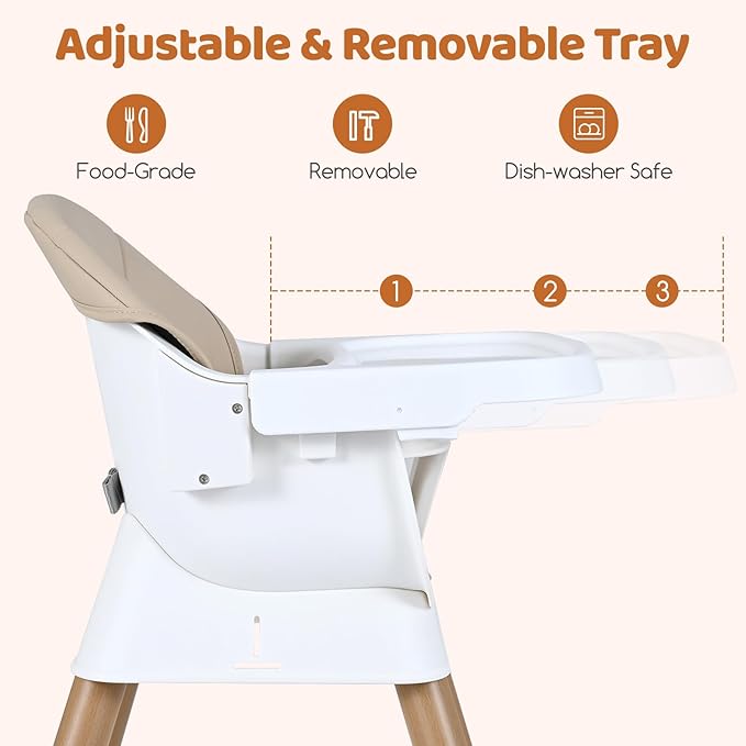 INFANS Baby High Chair, 9 in 1 Convertible Highchair for Babies and Toddlers, Building Block Table Dining Booster Seat Activity Desk Kids Stool with Adjustable Removable Tray (Beige)
