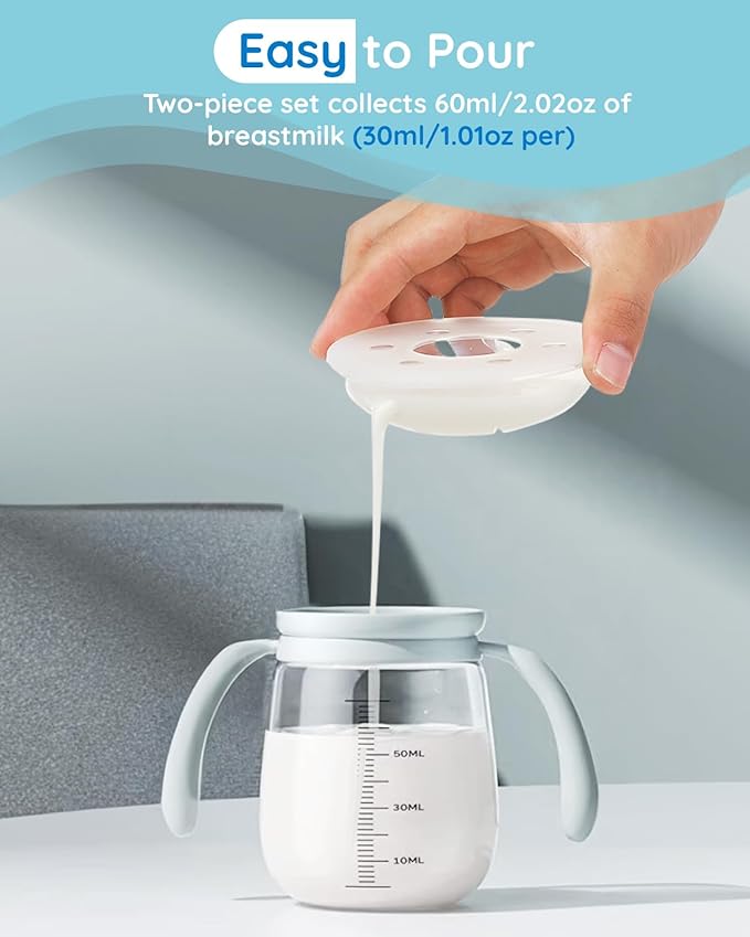 Lilian&Gema Milk Collector Catcher for Breastmilk - 2 Pcs Silicone Breast Pad Nursing Cup Milk Saver for Nursing Moms, Protect Sore Nipples, Extra-Soft and Reusable for Breastfeeding White