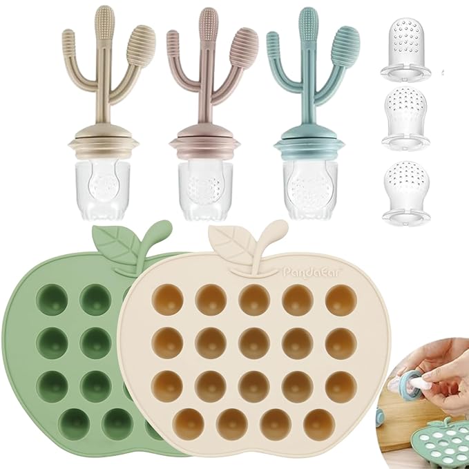 PandaEar 5 Pack Baby Food Freezer Tray & 3 Pack Baby Feeder Pacifier