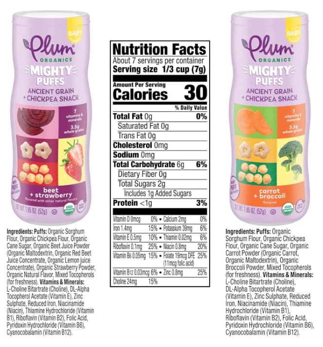Baby | Mighty Baby Puffs Snacks, Variety Pack: 2 Flavors, 1.85oz (6 Pack)