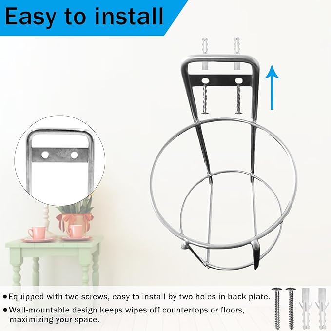Wipes Cannister Holder for Clinic, Pet Center, School Cleaning Wet Tissues Bracket Supplies, Wall-Mount, 5.1" Dia, 1 Pcs