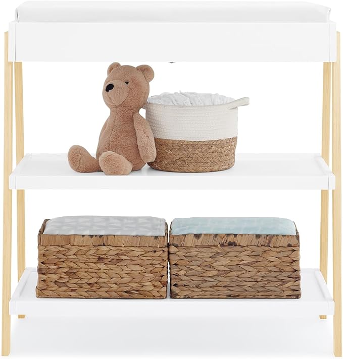 Delta Children Scout Changing Table - Greenguard Gold Certified, Bianca White/Natural