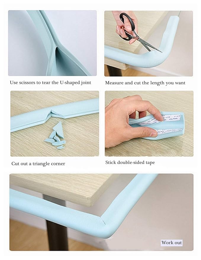 M2cbridge U Shape Extra Thick Furniture Table Edge Protectors Foam (Black (6.5ft x2))