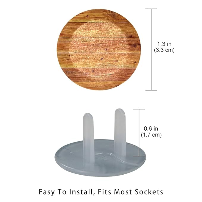 Pine Flooring Boards Texture Outlet Covers Baby Proofing Child Proof Plug Covers for Electrical Outlets Easy Install Outlet Plug Covers