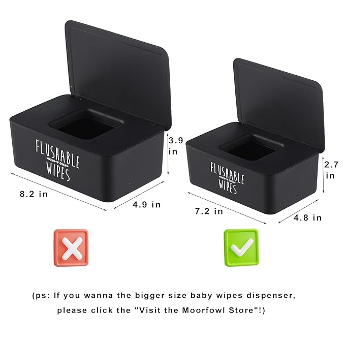 Moorfowl Flushable Baby Wipes Dispenser for Bathroom, 7.28" L * 4.80" W * 2.75" H, Aesthetic Butt Wipes Container Holder Practical Baby Registry Essential