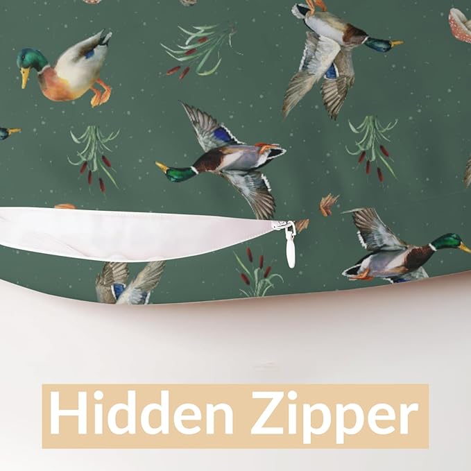 Watercolor Mallard Duck Reeds Mushroom Nursing Pillow Covers Boy Hunting Ducks Stretchy Nursing Covers for Breastfeeding Hunting Season Soft Comfortable Pillows Slipcover for Boys Girls