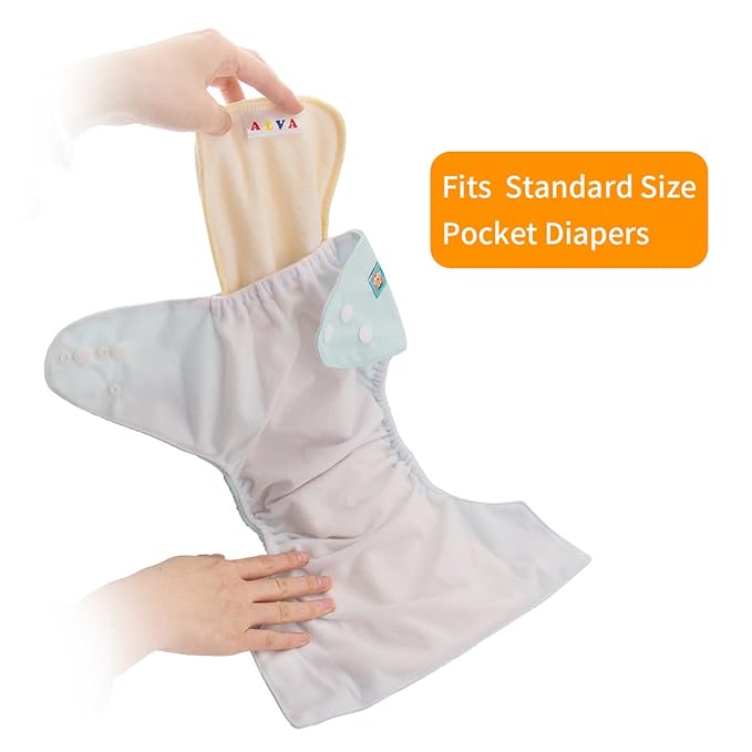 ALVABABY 12PCS Cloth Diaper Inserts/Reusable Washable 3-Layers Super Soft Inserts for Cloth Diapers Covers 12X