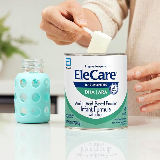 EleCare Hypoallergenic Amino Acid-Based Infant Formula, Complete Nutrition for Food Allergies and GI Conditions, Amino Acid-Based Baby Formula Powder, 14.1-oz Can (Pack of 6)