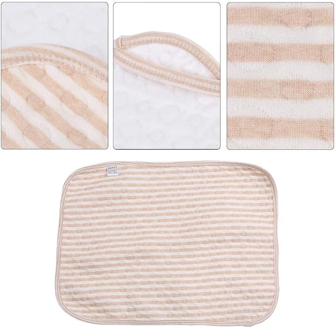 Fdit Baby Changing Pad, Portable Cotton Diaper Mat, Multi-Function, Coffee Stripes, M-50x70cm, 0-3 Years