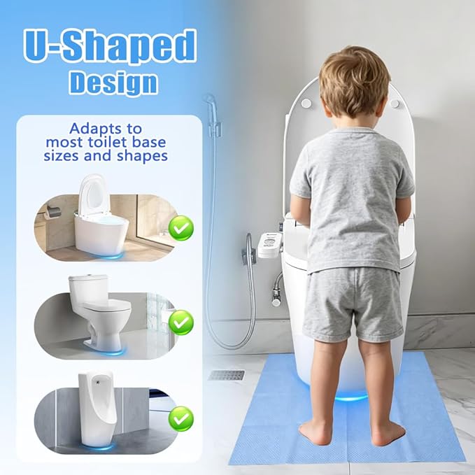 Upgraded 30 Pack Disposable Toilet Mats, Absorbent Toilet Floor Protector, Waterproof Non-Slip Potty Training Mats, U-Shape, Toilet Floor Pads for elderly, Children, Adult 24" x 22"( Heavyweight)