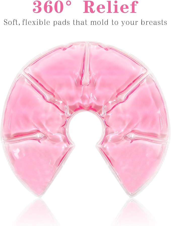 Breast Therapy Packs, 2 Pack Reusable Hot Cold Gel Packs for Nipple Pain Relief, Mastitis, Engorgement, Support for Breastfeeding and Pump Aid-Flexible & Washable with 2 Soft Covers (Pink)