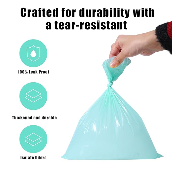 USBOO Diaper Bags Disposable for Baby - Fresh Powder Scent, 8 Refill Rolls (120 Pack) Diaper Trash Bags with Dispenser, Diaper Bag Accessory