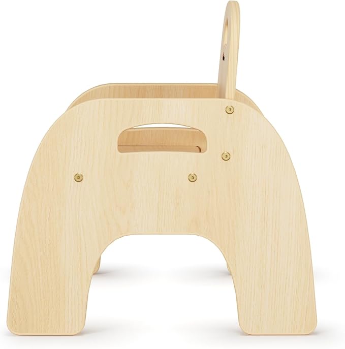 Foundations Simple Sitter Low Wood Feeding Chairs Multipack, Wide No-Tip Base, Adjustable Safety Harness, Stackable Wood Toddler Chairs with Wipeable Finish, 2 Pack, 9 inch