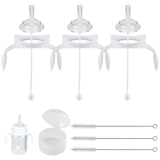Sippy Straw Cup Soft Conversion Kit for Philips Avent Anti-Colic Baby Bottle, Toddler Transition Kit with Silicone Sippy Spout Nipple, Weighted Straw, Bottle Handle, Cleaning Brush, 3-Pack