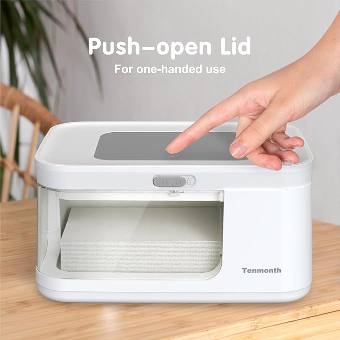 Baby Wipe Warmer Baby Wet Wipes Dispenser, Tenmonth Diaper Wipe Warmer with LED Light & Transparent Viewing Window, Adjustable 95℉-131℉, 1.5 Meter Plug Cord