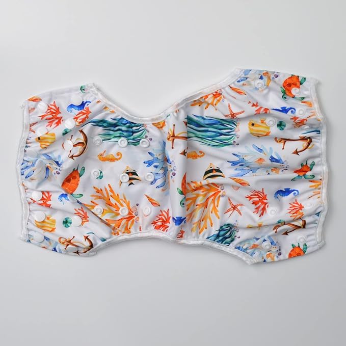 Baby Swim Diaper Nappy Pants Reusable Adjustable 6 Months to 3 Years Old Toddler Large (Large, Scales)